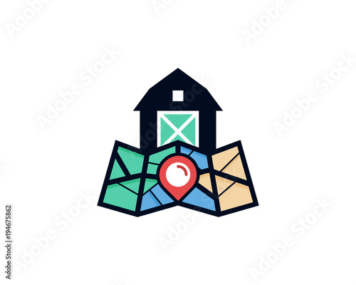 Farm Map Icon Logo Design Element