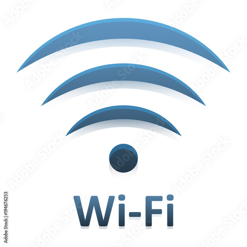 Vector image of logotype Wi Fi connection with mirror reflection on white background