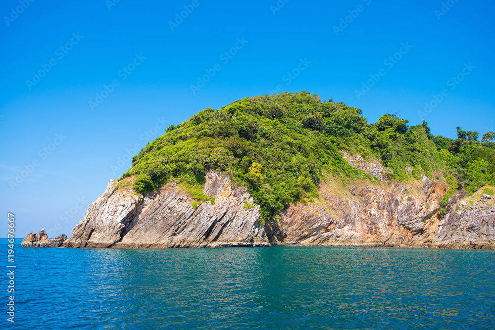 Beautiful Cock Burn Island on sunny day in Myanmar