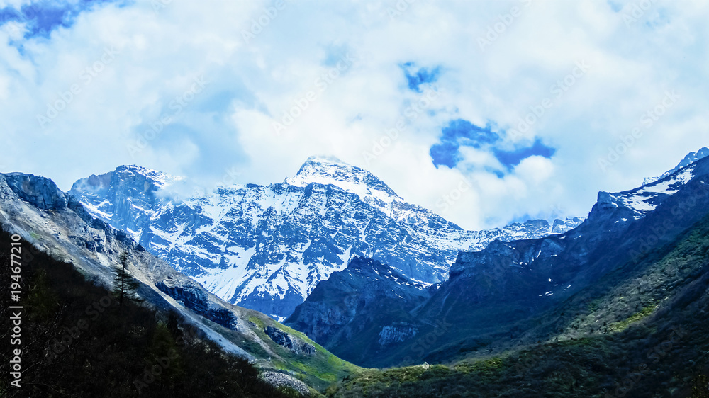 Snow Mountain Landscape in western China, Huanglong Scenic Area