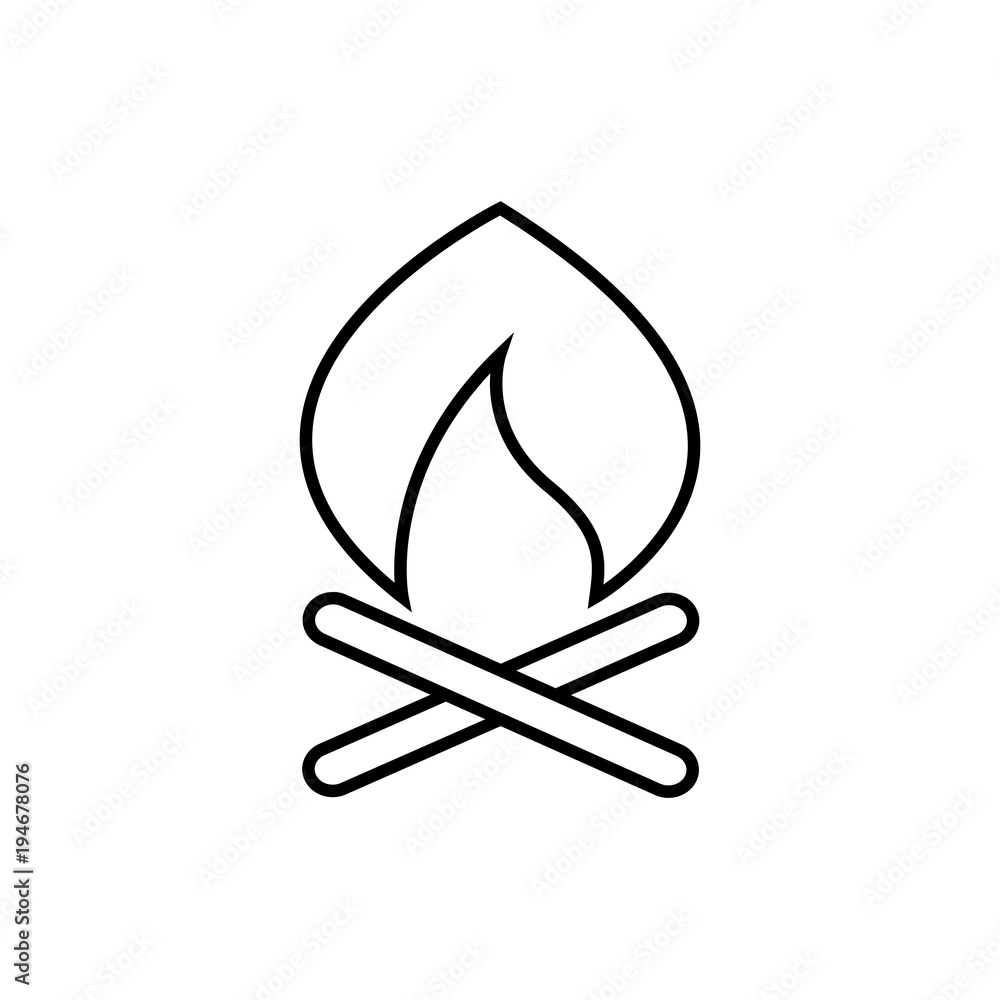 Campfire Adventure Thin Line Icon Design Campfire Adventure Thin Line Icon Design