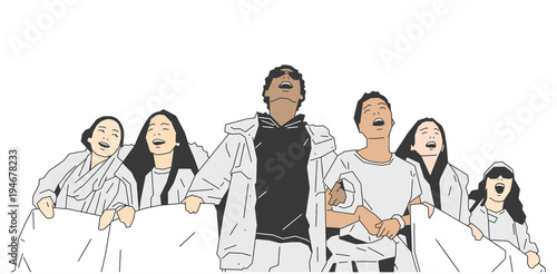 Illustration of young american students protesting against gun control
