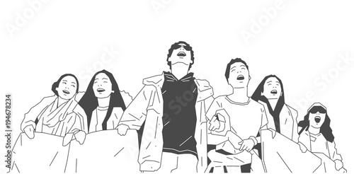 Illustration of young american students protesting against gun control