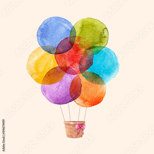 Watercolor rainbow vector air baloons