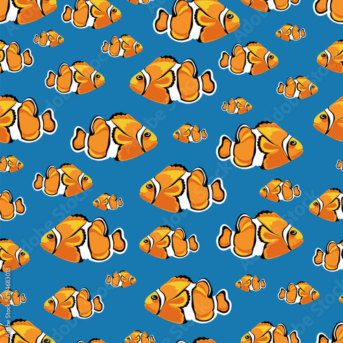 fish clown. seamless pattern