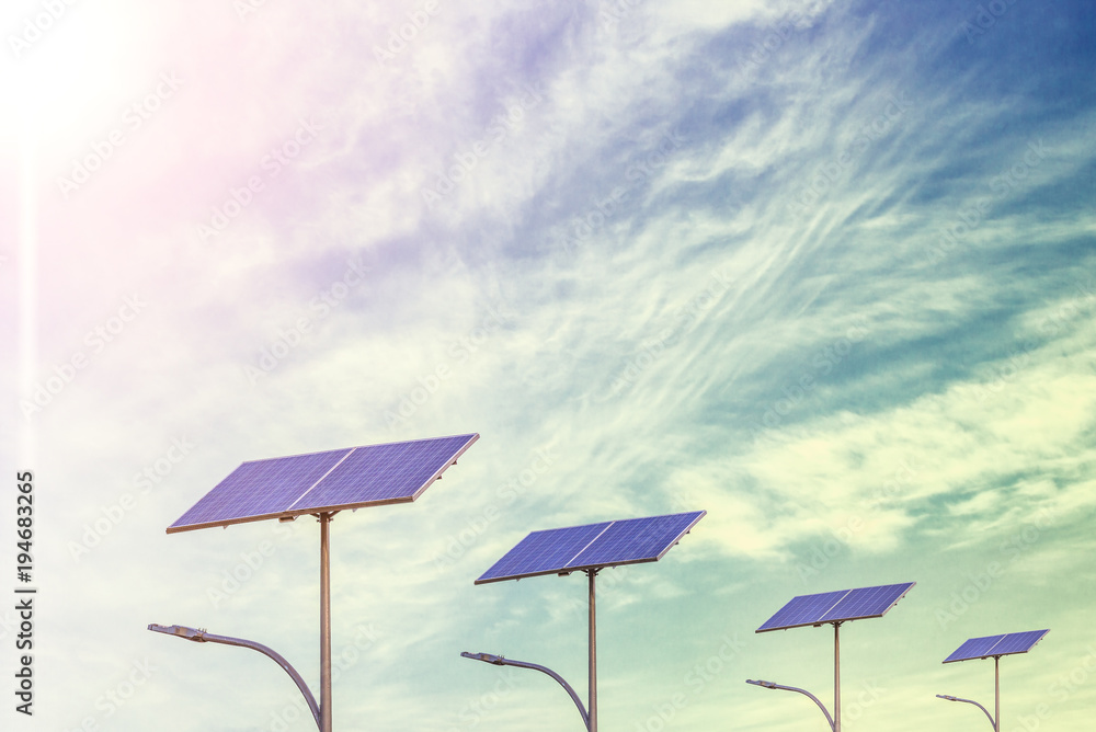 Solar street light under sunlight Solar street light under sunlight