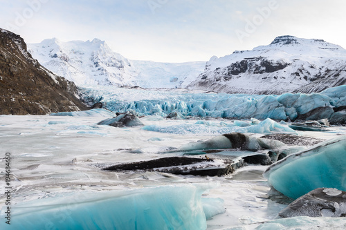 vatnajokull glacier frozen on winter season, iceland photo