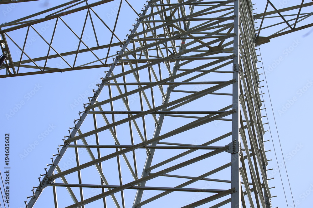 Transmission line on background of blue sky Transmission line on background of blue sky