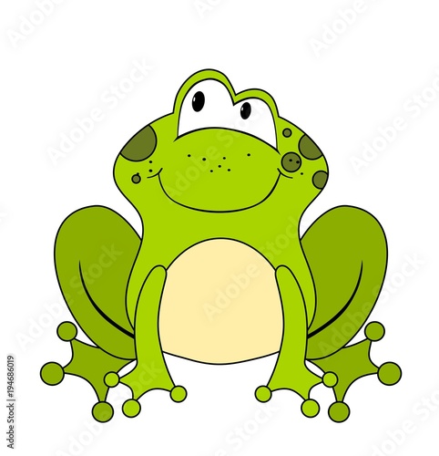 Cute cartoon frog isolated on white