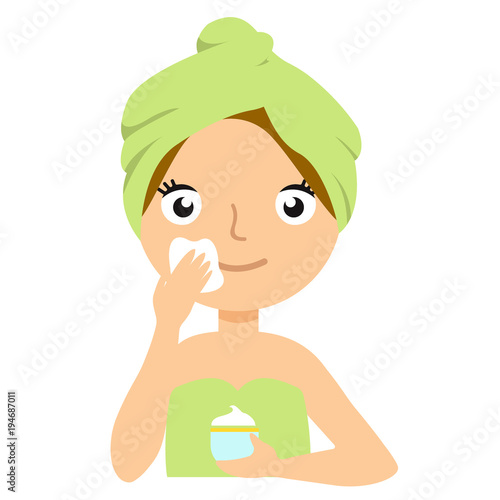 Beautiful Young Woman applying facial Mask. Spa and skin care concept