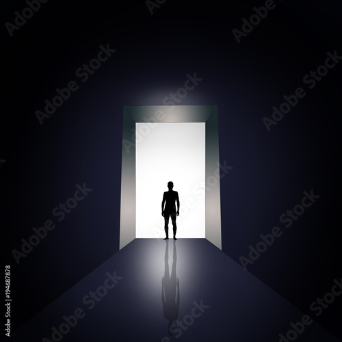 illustration of man silhouette on the door