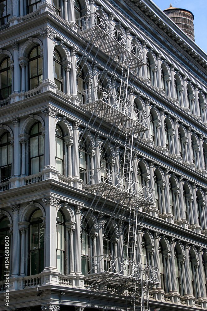 Old historic apartment building in the Soho area of Manhattan in New York City