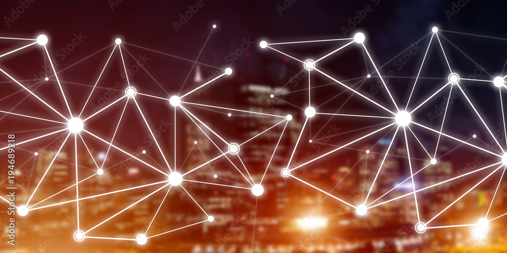 Fototapeta premium Modern wireless technologies as means of communucation and networking on dark background