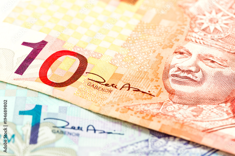 cloase-up of malaysian ringgit bank notes