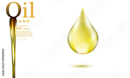 Transparent oil drop isolated on white background