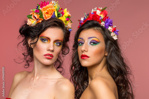 beautiful girls with flower accessories