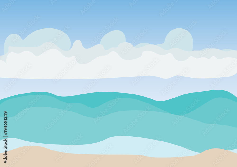 Sea beach and blue sky with cloud illustration Sea beach and blue sky with cloud illustration