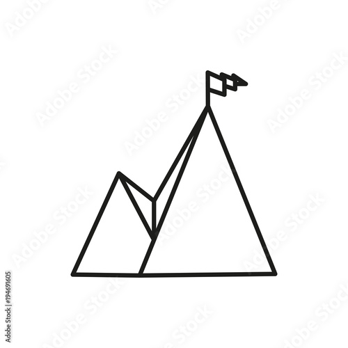 Mountain Summit Adventure Thin Line Icon Symbol Design