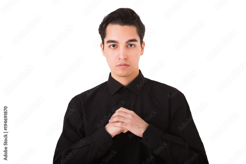 Portrait of handsome young man isolated over white background casual posing Portrait of handsome young man isolated over white background casual posing