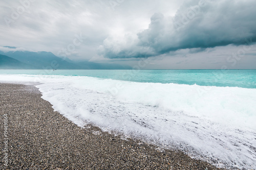 Hualien County/taiwan -december 13, 2017 : Chihsing Beach, A gravel beach photo