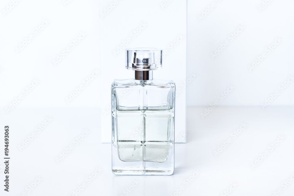 Perfume bottle mock up isolated on white box background Perfume bottle mock up isolated on white box background