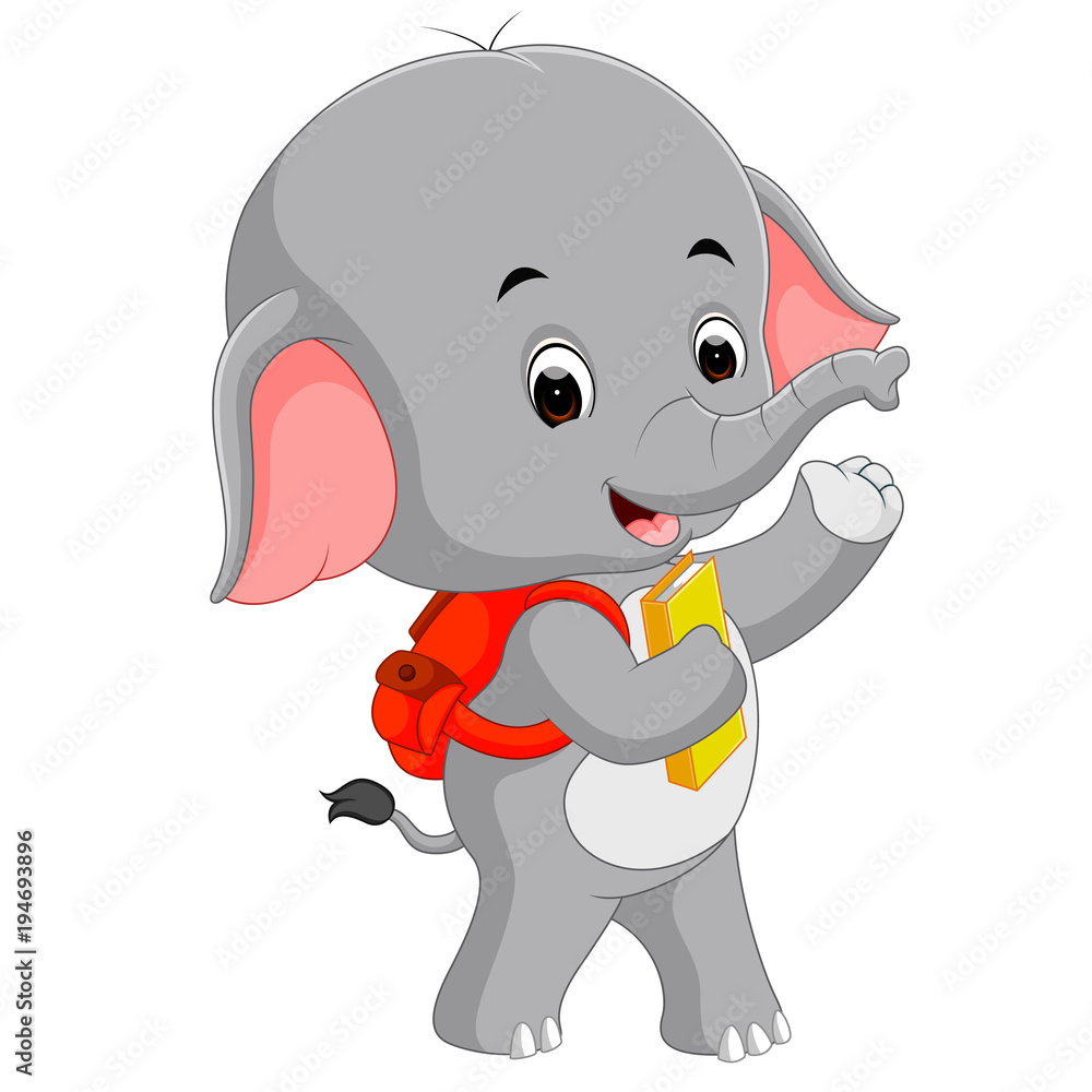 Obraz premium cute elephant with backpack