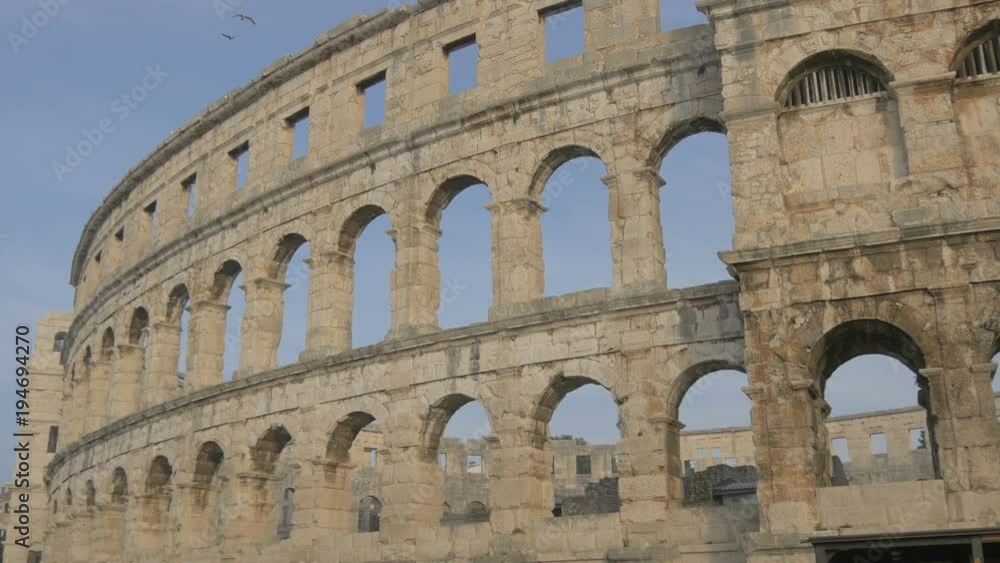 Impressive stone wall of Pula Arena Impressive stone wall of Pula Arena