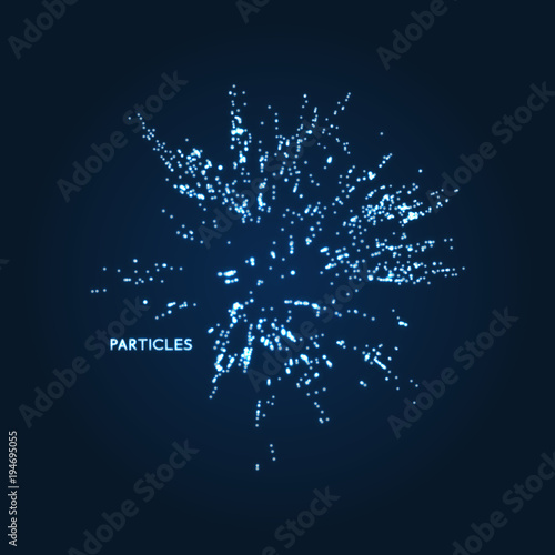 Chaotic particles in empty space. Dynamic background. Vector illustartion.