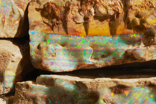 Rare boulder opal in Coober Pedy, Australia. photo