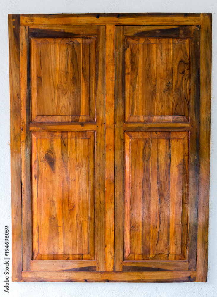 Old wooden brown house door