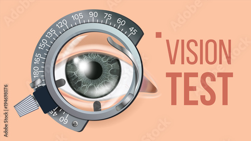 Eye Test Banner Vector. Vision Correction. Optometrist Check. Trail Frame. Exam Illustration