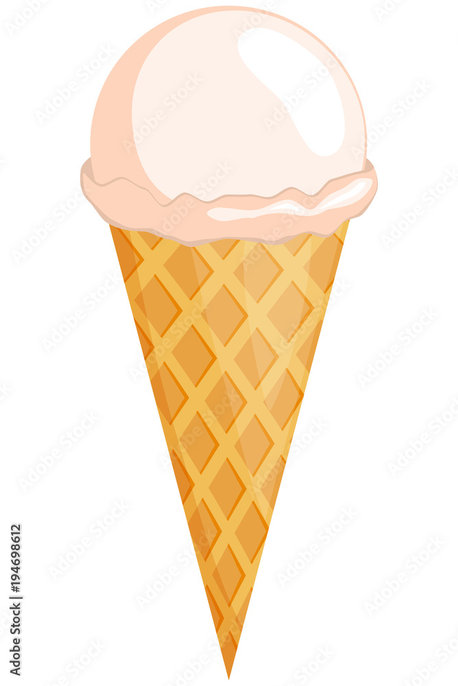 Colorful vanilla ice cream cone icon. Colorful vanilla ice cream cone icon.