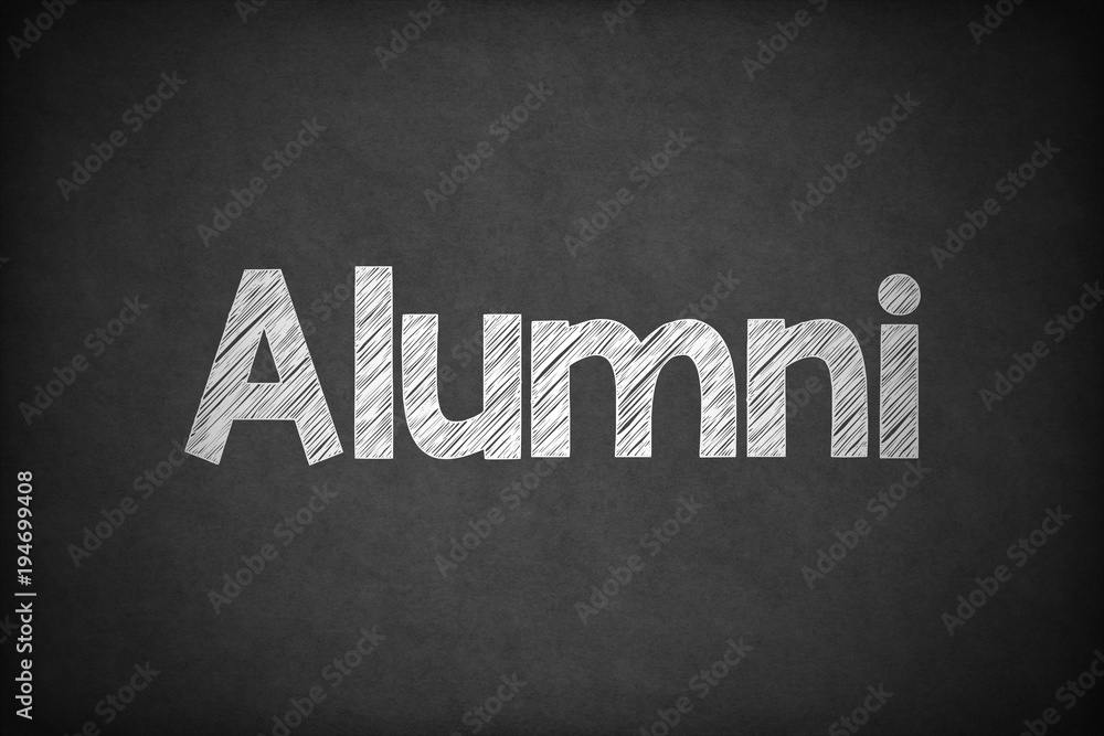 Fotografie Alumni on Textured Blackboard.