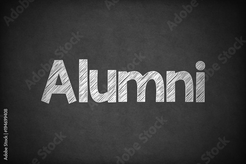 Alumni on Textured Blackboard.