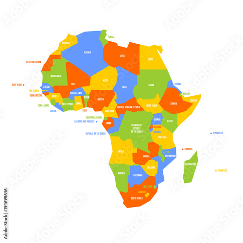 Very simplified infographical political map of Africa. Simple geometric vector illustration. photo