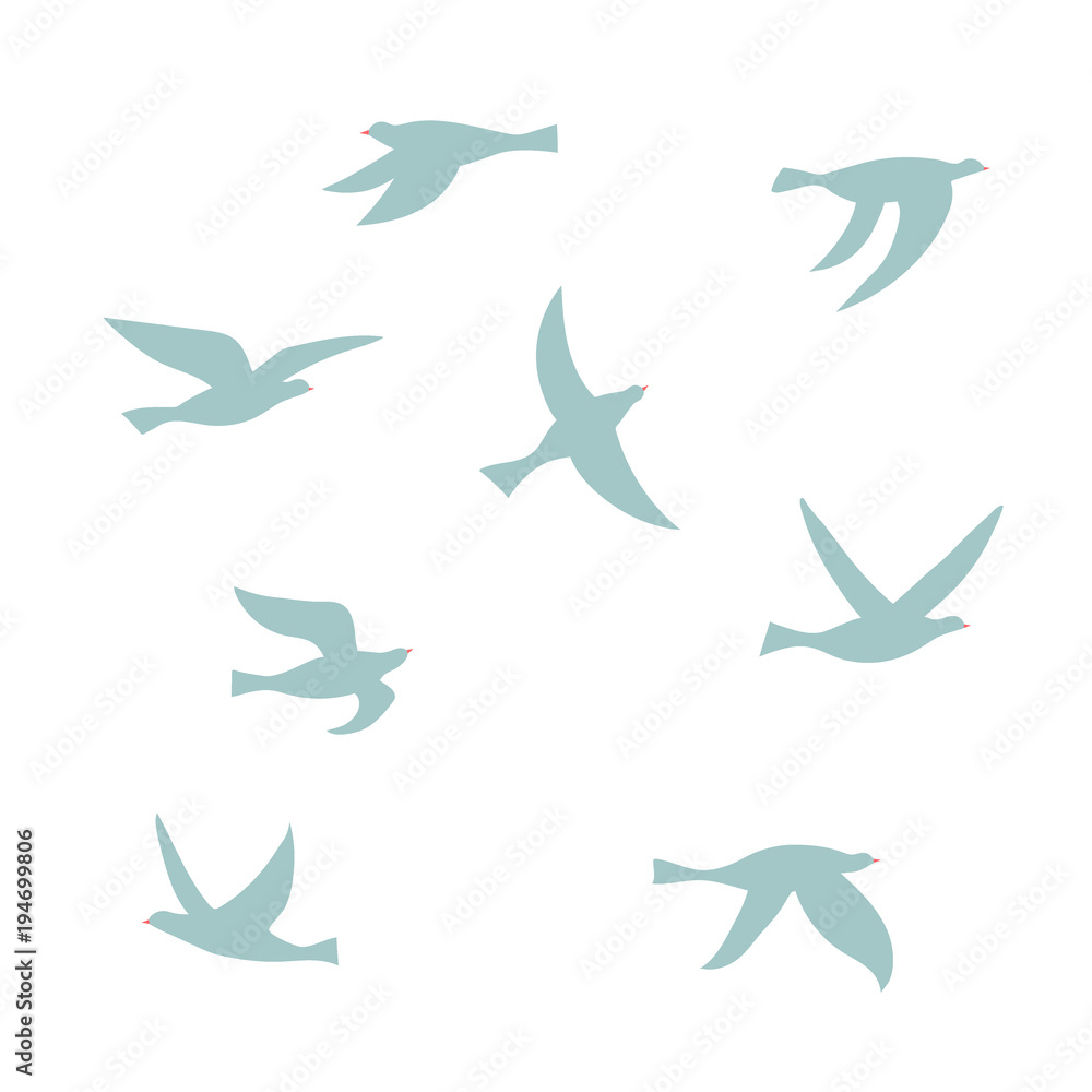 Vector silhouette of a flock of birds. Vector silhouette of a flock of birds.