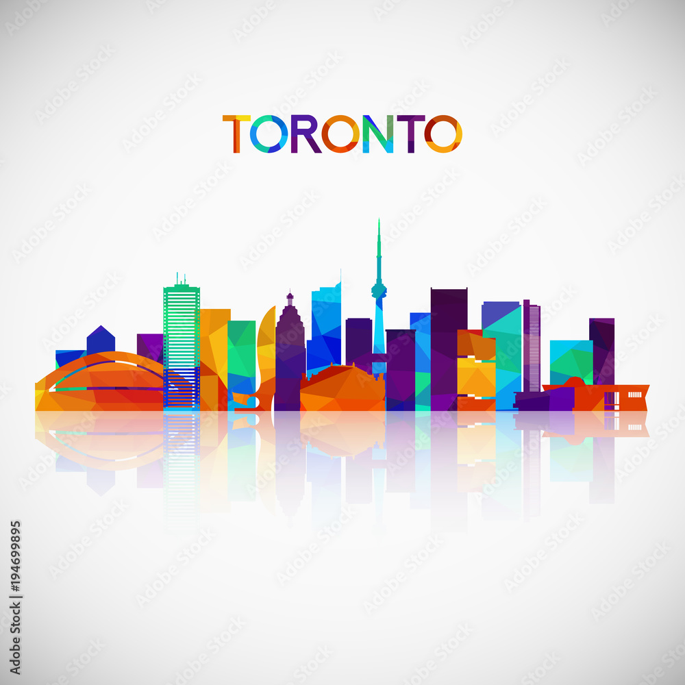 Toronto skyline silhouette in colorful geometric style. Symbol for your design. Vector illustration.