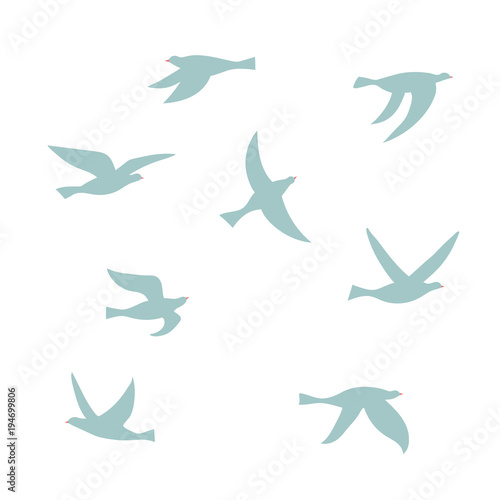 Vector silhouette of a flock of birds.