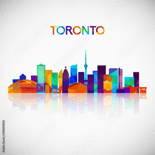 Toronto skyline silhouette in colorful geometric style. Symbol for your design. Vector illustration.