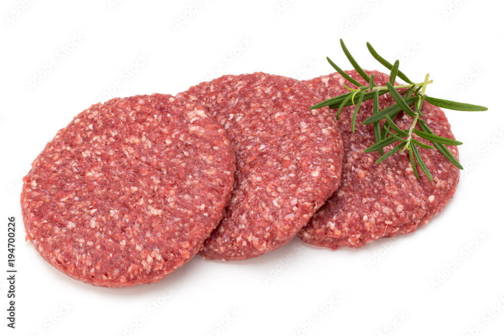 Raw fresh hamburger meat isolated on white. Raw fresh hamburger meat isolated on white.