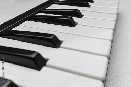 MIDI keyboard keys closeup