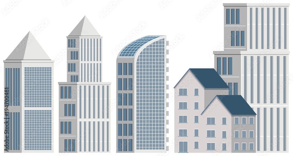 Office buildings on white background