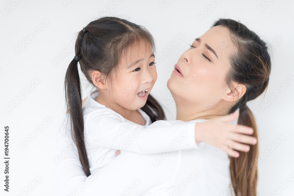 Daughter was crying and mother is consolation. Daughter was crying and mother is consolation.