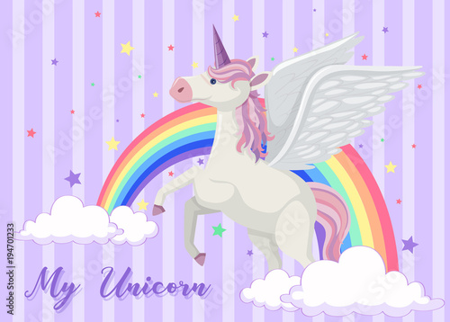 Background design with rainbow and unicorn