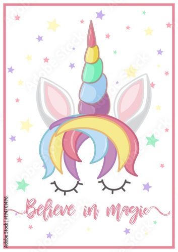 Poster design with unicorn head