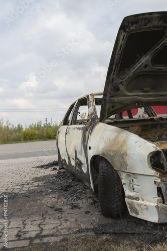 burnt down car wreck