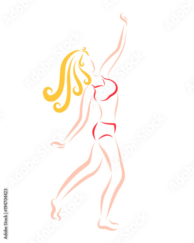 Girl doing exercises in bikini