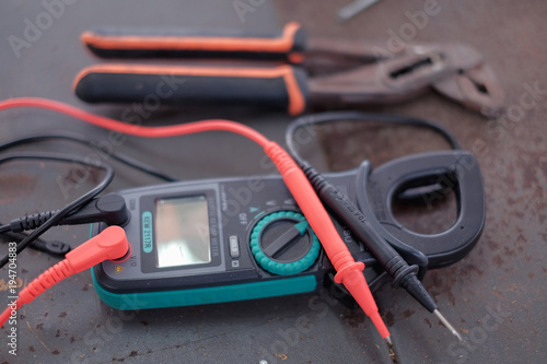 Digital multimeter on the table