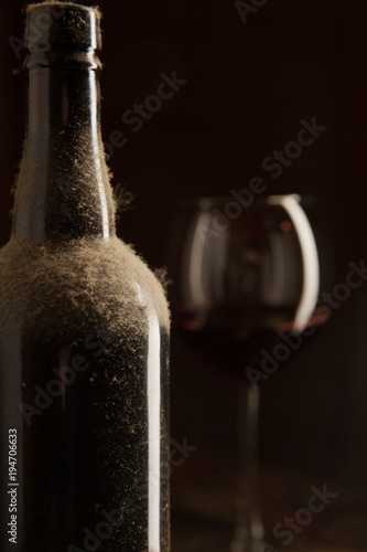 Dusty bottle of vintage wine