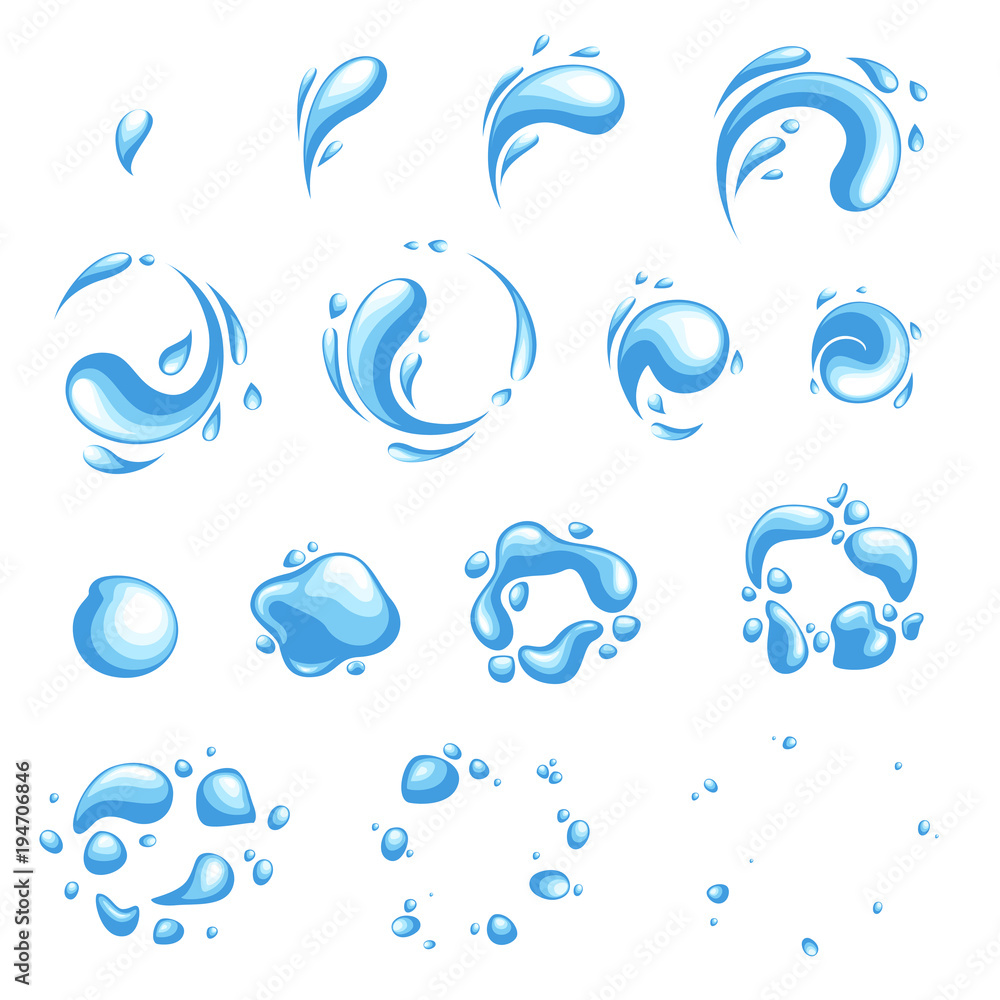 Water explosion special effect fx animation frames sprite sheet. Vortex  water and thunder power explosion frames for flash animation in games,  video and cartoon Векторный объект Stock | Adobe Stock